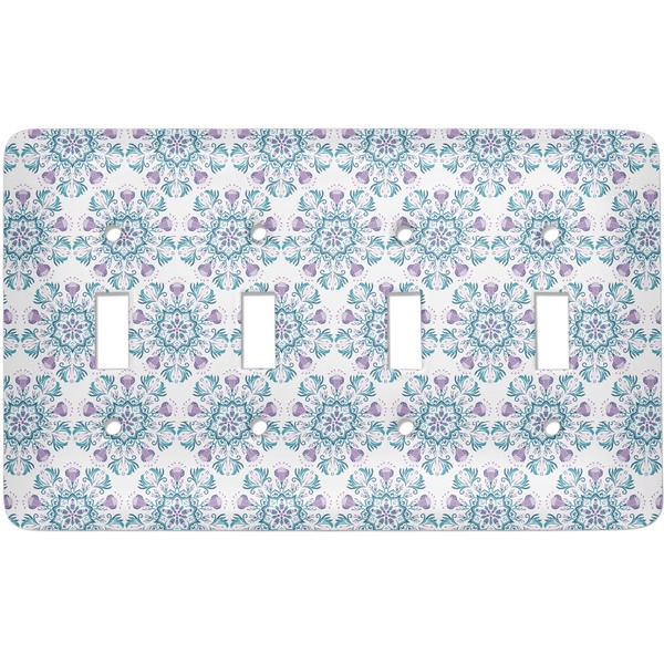 Custom Mandala Floral Light Switch Cover (4 Toggle Plate)