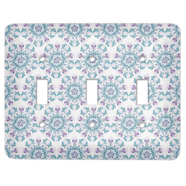 Custom Mandala Floral Light Switch Cover (3 Toggle Plate)