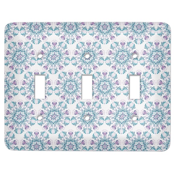 Custom Mandala Floral Light Switch Cover (3 Toggle Plate)