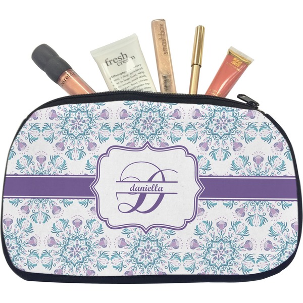 Custom Mandala Floral Makeup / Cosmetic Bag - Medium (Personalized)