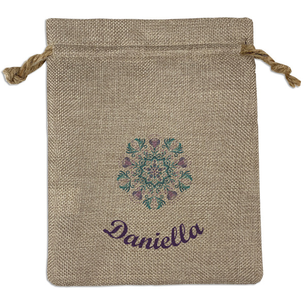Custom Mandala Floral Burlap Gift Bag (Personalized)