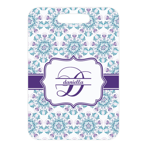 Mandala Floral Metal Luggage Tag - Front Without Strap