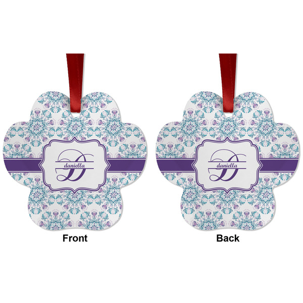 Mandala Floral Metal Paw Ornament - Front and Back