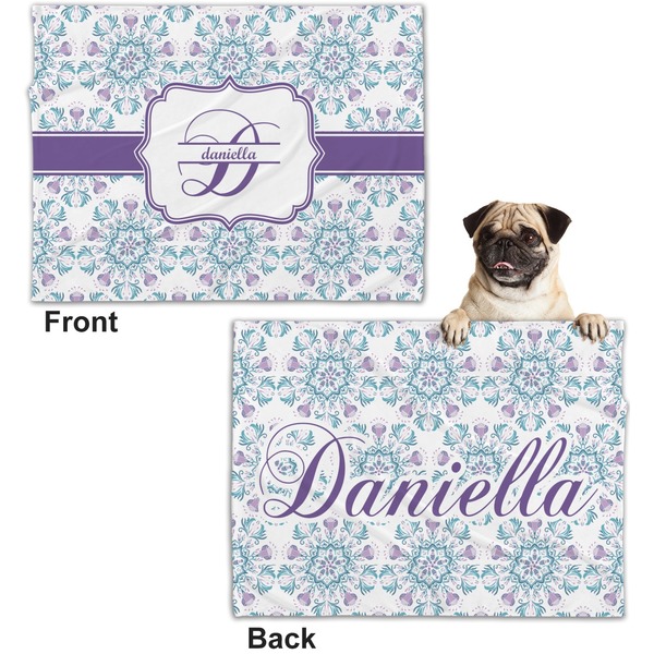 Mandala Floral Microfleece Dog Blanket - Regular - Front & Back