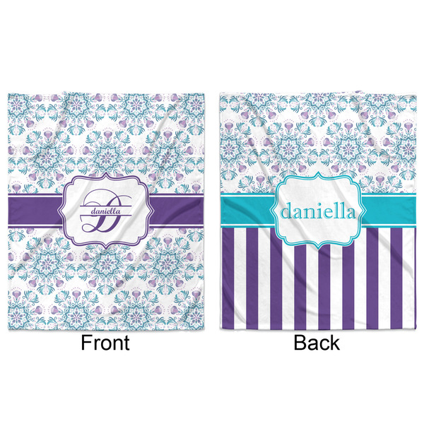 Mandala Floral Minky Blanket - 50"x60" - Double Sided - Front & Back