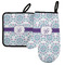 Mandala Floral Left Oven Mitt & Pot Holder Set w/ Name and Initial