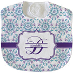 Mandala Floral Velour Baby Bib w/ Name and Initial