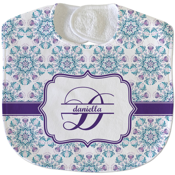 Mandala Floral New Baby Bib - Closed and Folded