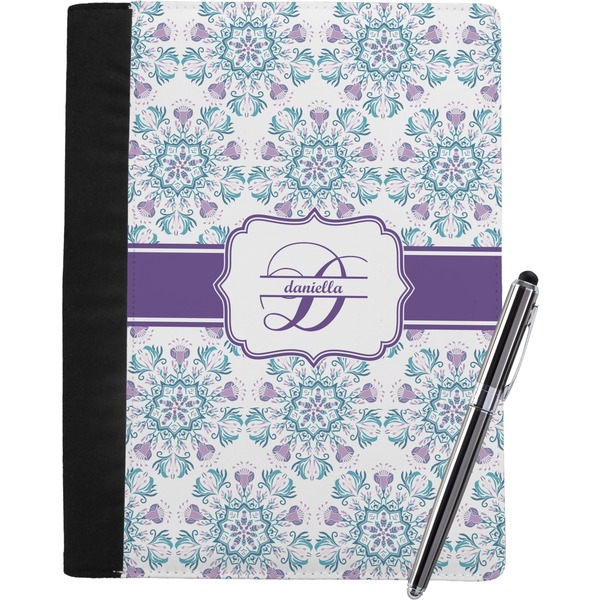 Custom Mandala Floral Notebook Padfolio - Large w/ Name and Initial