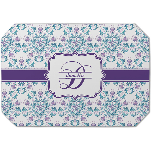 Custom Mandala Floral Dining Table Mat - Octagon (Single-Sided) w/ Name and Initial