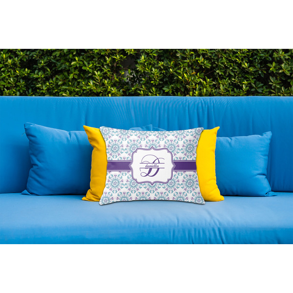 Mandala Floral Outdoor Throw Pillow  - LIFESTYLE (Rectangular - 20x14)