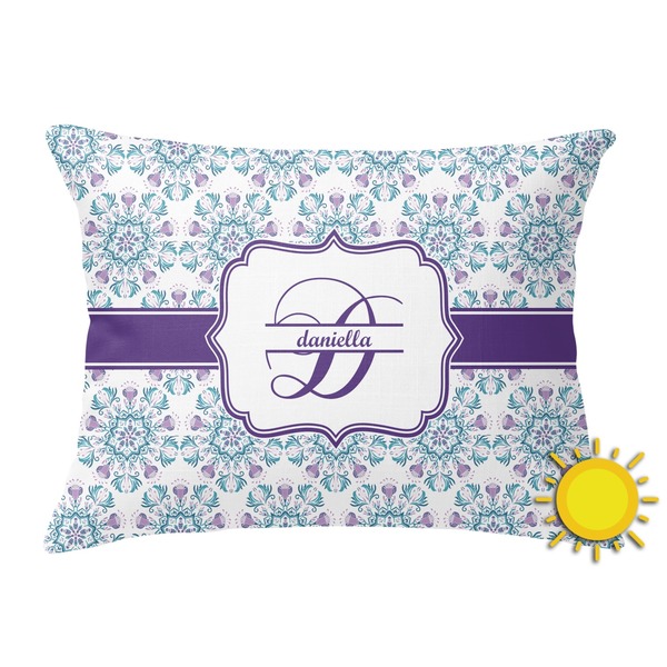 Custom Mandala Floral Outdoor Throw Pillow (Rectangular) (Personalized)