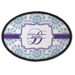 Mandala Floral Iron On Oval Patch w/ Name and Initial