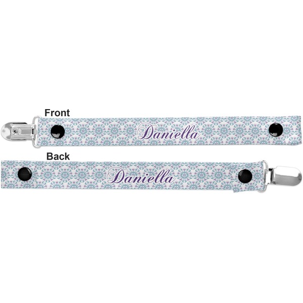 Mandala Floral Pacifier Clip - Front and Back