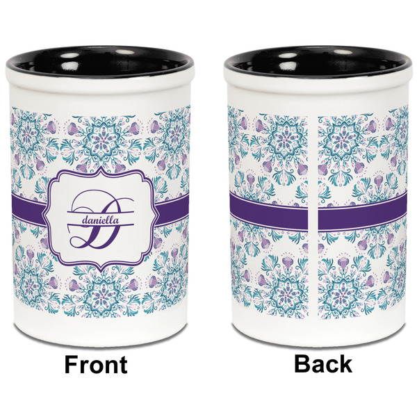 Mandala Floral Pencil Holder - Black - approval