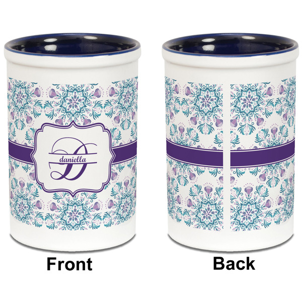 Mandala Floral Pencil Holder - Blue - approval