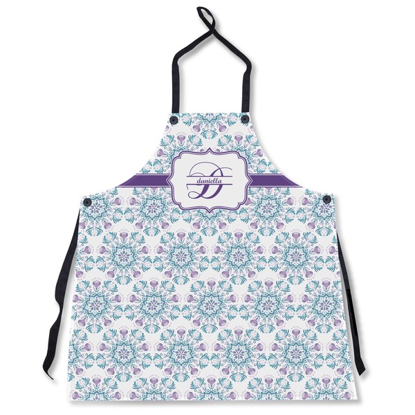 Custom Mandala Floral Apron Without Pockets w/ Name and Initial