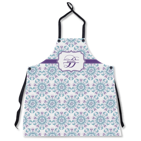 Custom Mandala Floral Apron Without Pockets w/ Name and Initial
