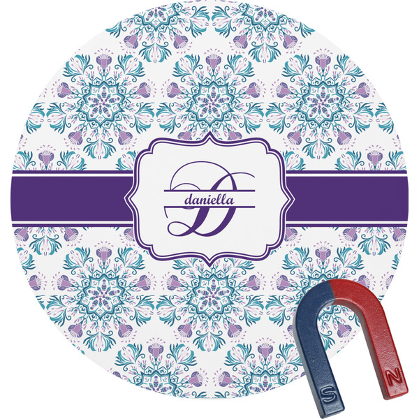 Custom Mandala Floral Round Fridge Magnet (Personalized)