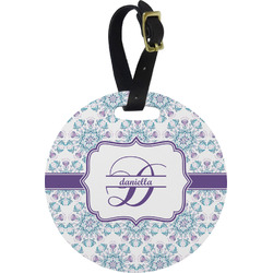 Mandala Floral Plastic Luggage Tag - Round (Personalized)