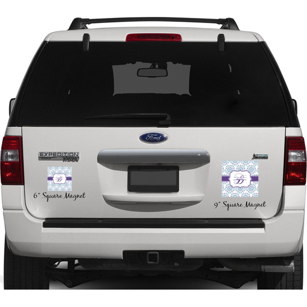 Mandala Floral Personalized Square Car Magnets on Ford Explorer