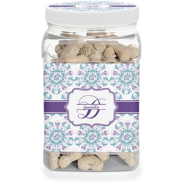 Custom Mandala Floral Dog Treat Jar (Personalized)