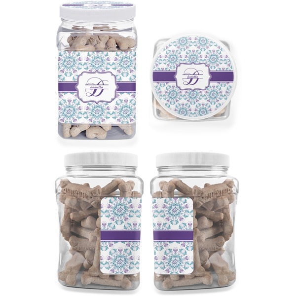 Mandala Floral Pet Treat Jar - Multiple Angles