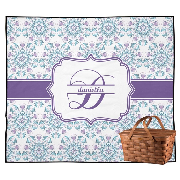 Custom Mandala Floral Outdoor Picnic Blanket (Personalized)