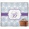 Mandala Floral Picnic Blanket - Flat - With Basket