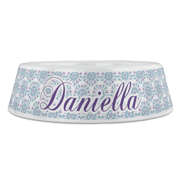 Mandala Floral Plastic Pet Bowls - Large - FRONT