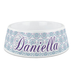 Mandala Floral Plastic Dog Bowl (Personalized)
