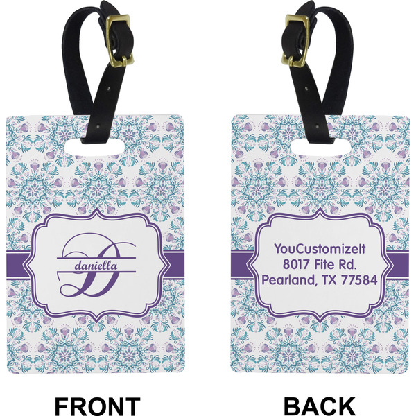 Mandala Floral Rectangle Luggage Tag (Front + Back)