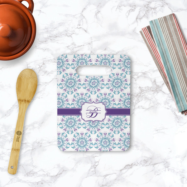 Mandala Floral Rectangle Trivet with Handle - LIFESTYLE