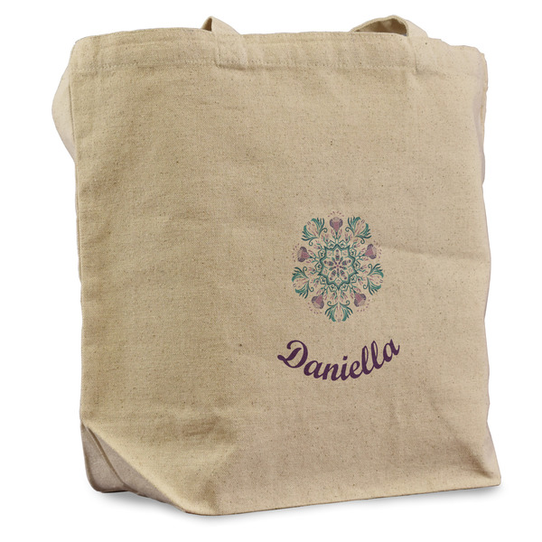 Custom Mandala Floral Reusable Cotton Grocery Bag (Personalized)