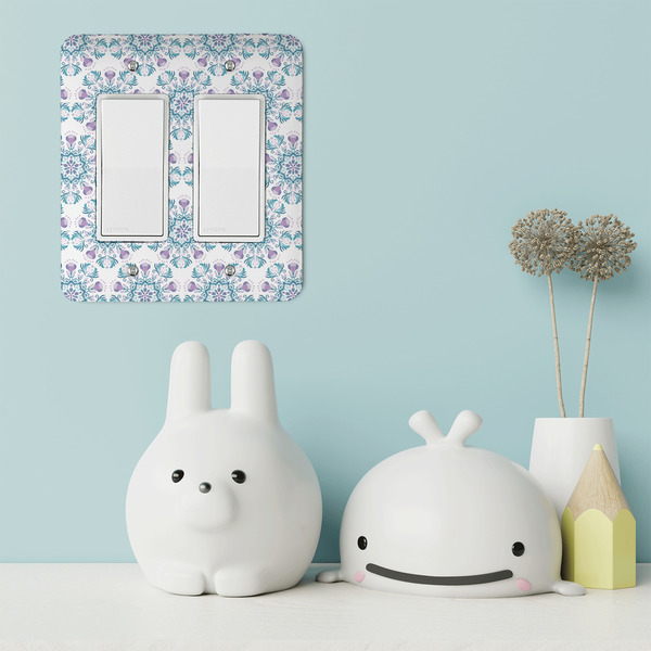 Mandala Floral Rocker Light Switch Covers - Double - IN CONTEXT