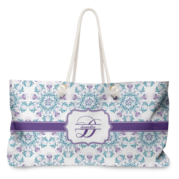 Custom Mandala Floral Large Tote Bag with Rope Handles (Personalized)