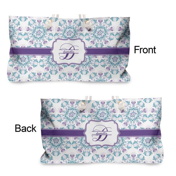 Mandala Floral Large Rope Tote - From & Back View