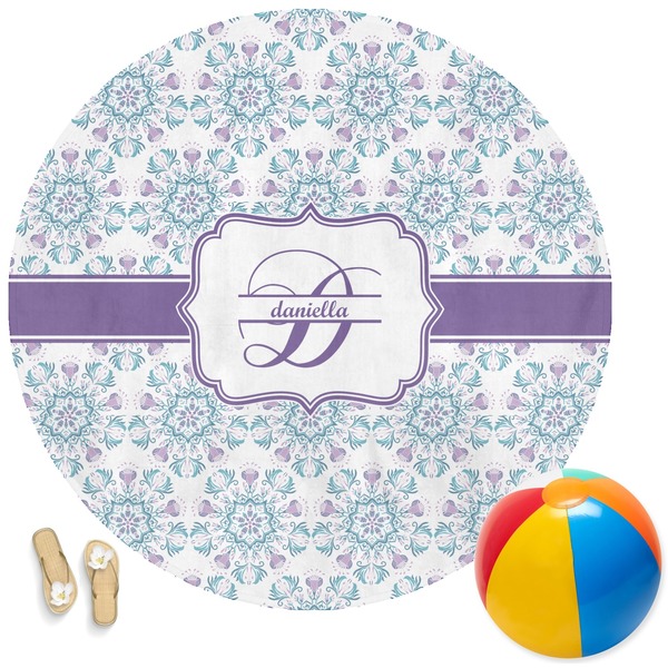 Custom Mandala Floral Round Beach Towel (Personalized)