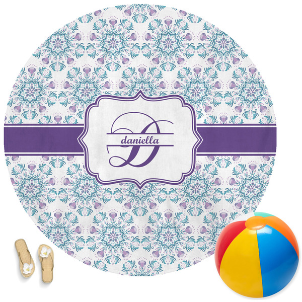 Custom Mandala Floral Round Beach Towel (Personalized)