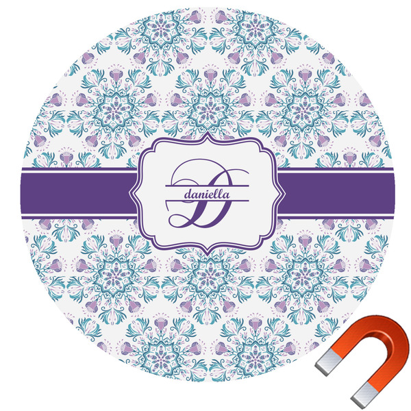 Custom Mandala Floral Round Car Magnet - 10" (Personalized)