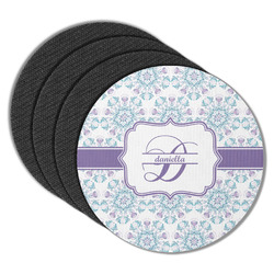 Mandala Floral Round Rubber Backed Coasters - Set of 4 (Personalized)