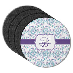 Mandala Floral Round Rubber Backed Coasters - Set of 4 (Personalized)