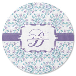 Mandala Floral Round Rubber Backed Coaster (Personalized)
