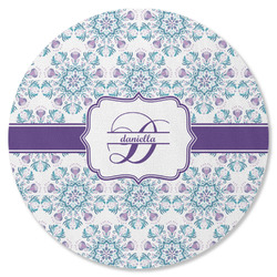 Mandala Floral Round Rubber Backed Coaster (Personalized)