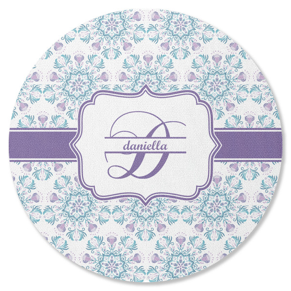 Custom Mandala Floral Round Rubber Backed Coaster (Personalized)