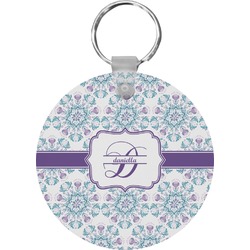 Mandala Floral Round Plastic Keychain (Personalized)
