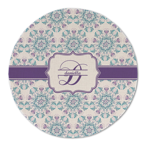 Mandala Floral Round Linen Placemats - FRONT (Double Sided)