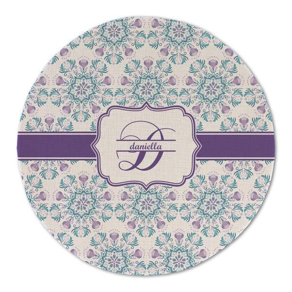 Custom Mandala Floral Round Linen Placemat (Personalized)