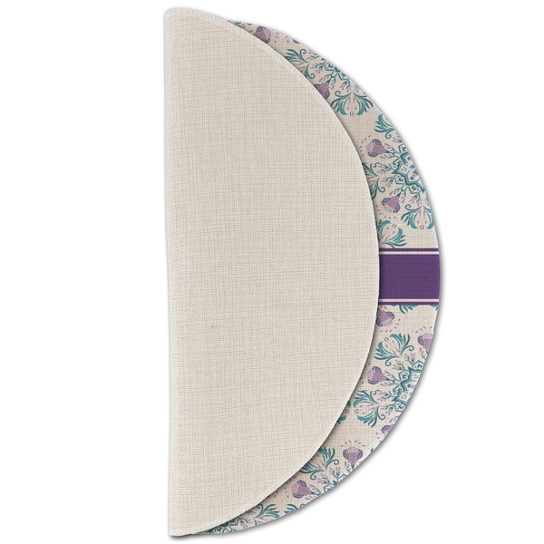 Mandala Floral Round Linen Placemats - HALF FOLDED (single sided)