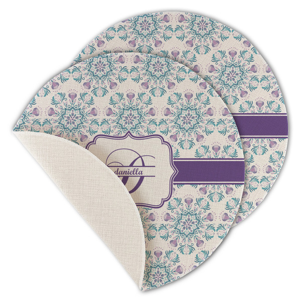 Mandala Floral Round Linen Placemats - MAIN (Single Sided)